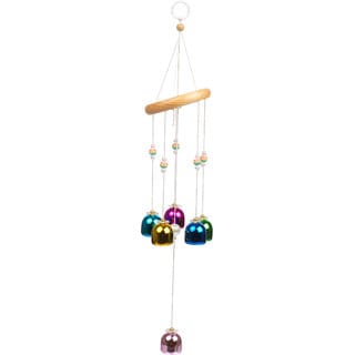 KESAR ZEMS FengShui Multicolor 5+1 Bells with 2 Layer Wind Chimes for Positive Energy, Home Decor Hanging 9.5 Inch Long.