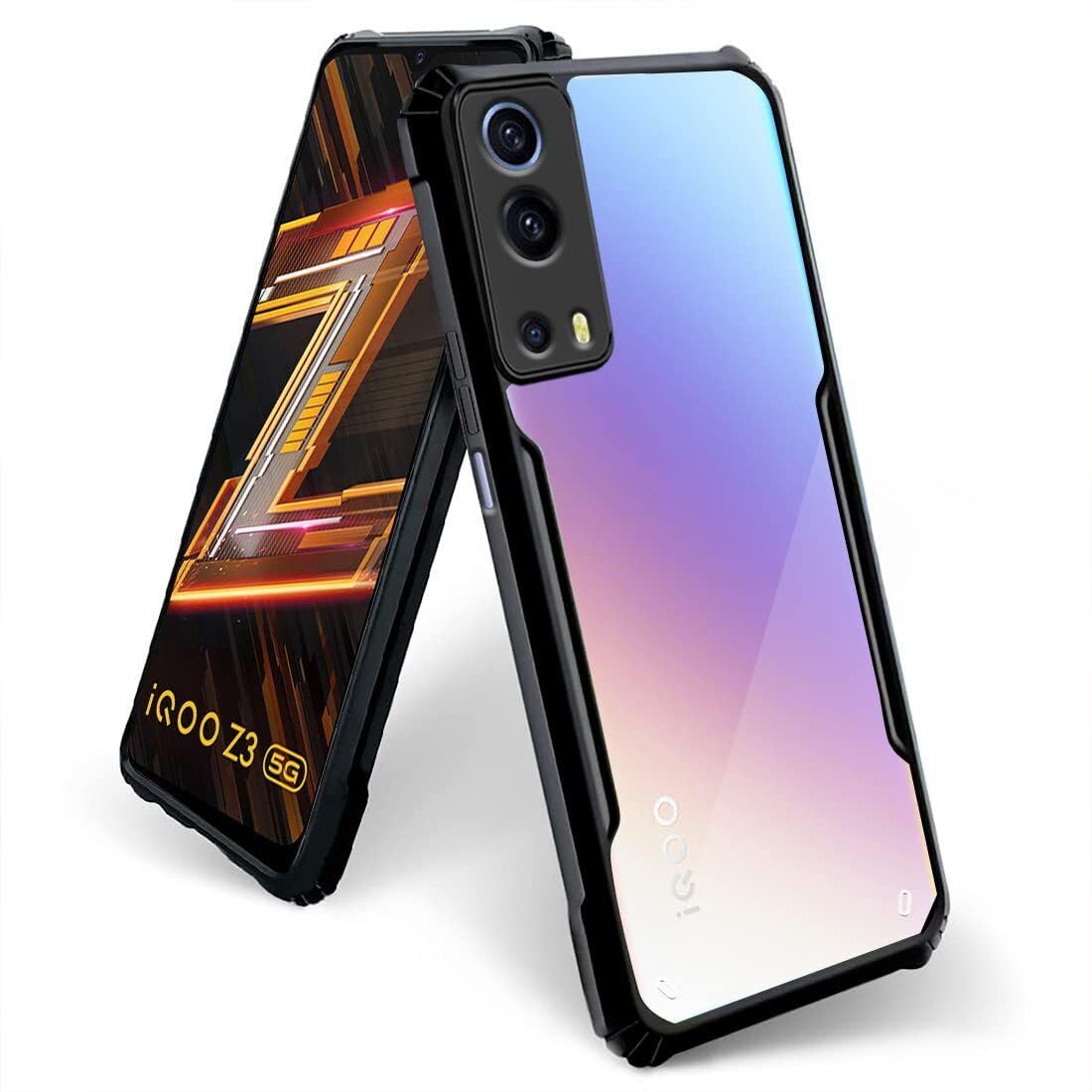PLUGTECH Slim Shockproof Case | Matte Black Soft | Drop Protection | Precise Cutouts | Premium Mobile Cover for iQOO Z3