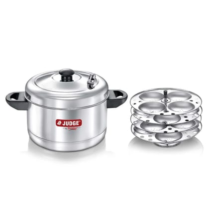 Judge by Prestige Stainless Steel Idli Cooker with 4 Plates, 1 Liters, 25 x 25 x 21 Centimeters, Silver|Induction and Gas Stove Compatible Judge by Prestige Stainless Steel Idli Cooker with 4 Plates, 1 Liters, 25 x 25 x 21 Centimeters, Silver|Induction and Gas Stove Compatible