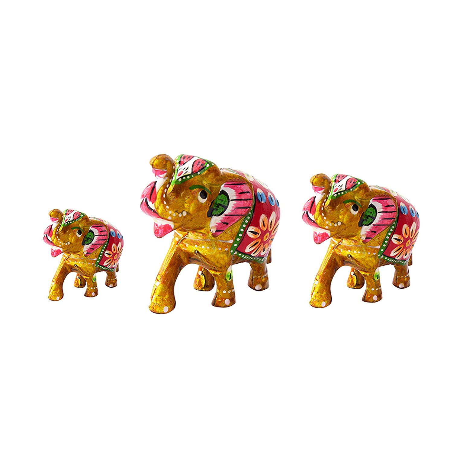 DreamKraft Handcrafted Set of 3 Showpiece Elephant for Decoration and Gift Purpose