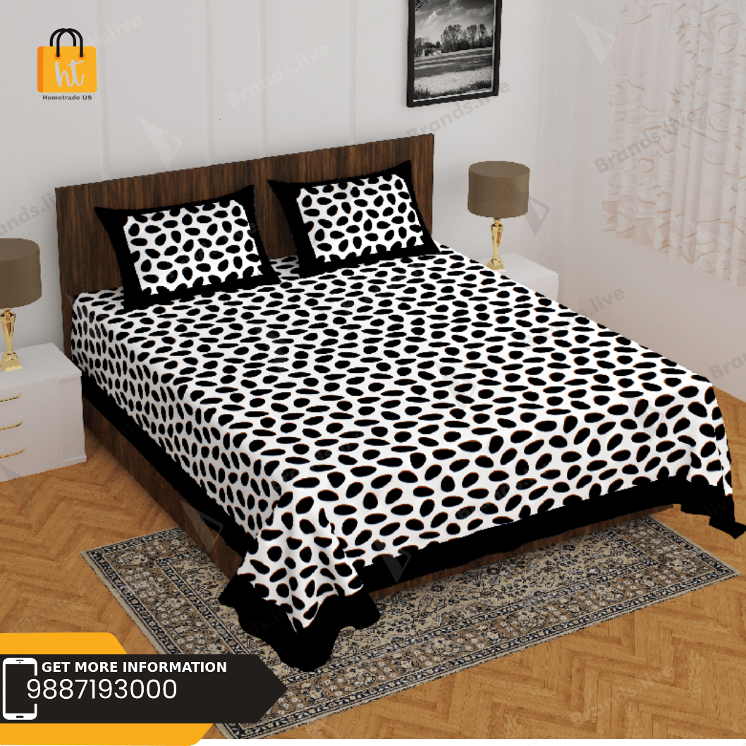 3001-Hometrade India-Standard King Size (90*108 Inches) Double Bedsheet With 2 Pillow Cover-RJ-14-Jaipur lining-3111