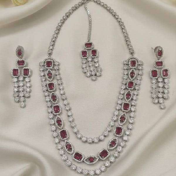925 Sterling Silver Ruby and Cubic Zirconia CZ BridalFestive Set.