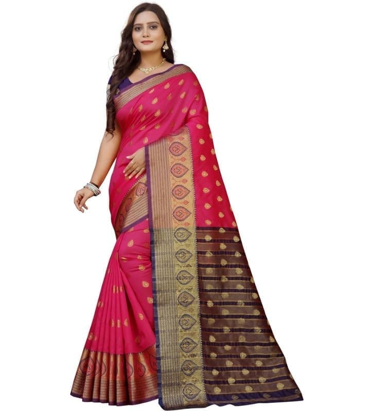 Women's Silk Blend Woven Saree With Unstitched Blouse 5.5Mtr (Multicolor)-PID54686