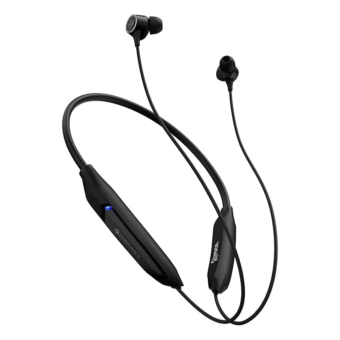 ZEBRONICS Yoga N3 with 46 Hours Backup,Bluetooth V5.2 Wireless Headphones Neckband,Enc Calling,Gaming Mode (Upto 50Ms),Voice Assistant,Dual Pairing,Splash Proof&Type C (Black),in Ear