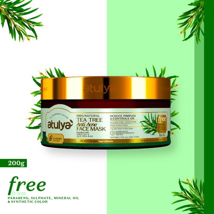 Atulya Tea Tree Anti-Acne Face Mask | Reduces Pimples and Controls Oil - 200gm