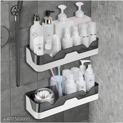 (Pack Of 2) Self Adhesive Storage Rack Bathroom Kitchen ABS Plastic (Pack Of 2) Self Adhesive Storage Rack Bathroom Kitchen ABS Plastic