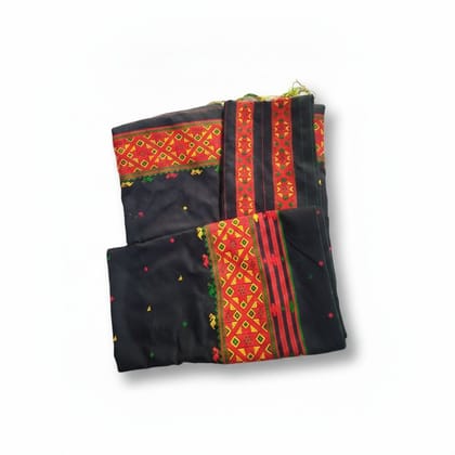 Black Ethnic Saree with Traditional Geometric Border