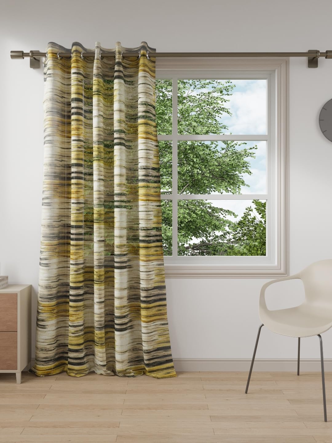 DDECOR - 100% PolyesterJacquard And Woven PatternDoor 7 Ft|135 CM X 225 CM| - Yellow