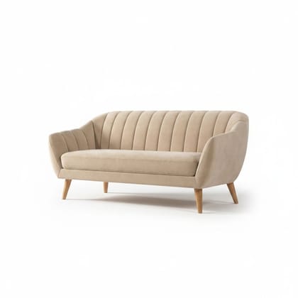 Mid-Century Velvet Channel-Tufted Sofa
