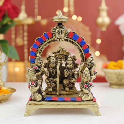 Handcrafted Brass Ram Darbar Murti | Traditional Ram Parivar Idol for Puja, Height : 7 Inch (BSMAS131 Z) Handcrafted Brass Ram Darbar Murti | Traditional Ram Parivar Idol for Puja, Height : 7 Inch (BSMAS131 Z)
