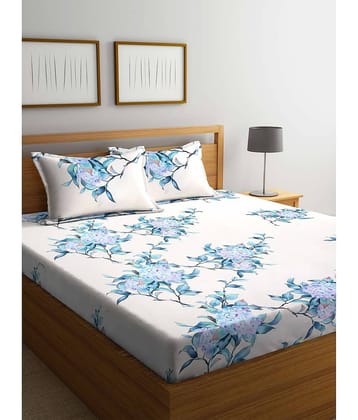 Klotthe Poly Cotton 1 Double King Bedsheet with 2 Pillow Covers ( Multicolor )