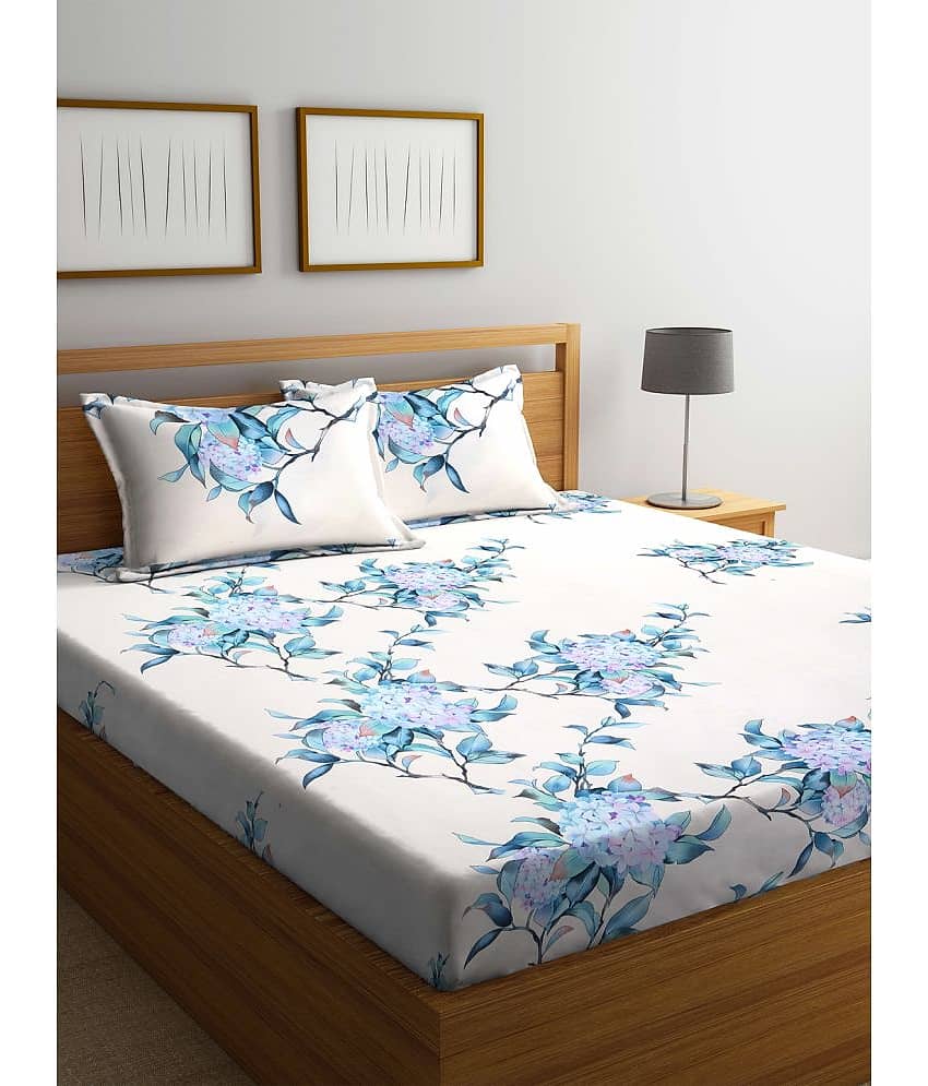 Klotthe Poly Cotton 1 Double King Bedsheet with 2 Pillow Covers ( Multicolor )