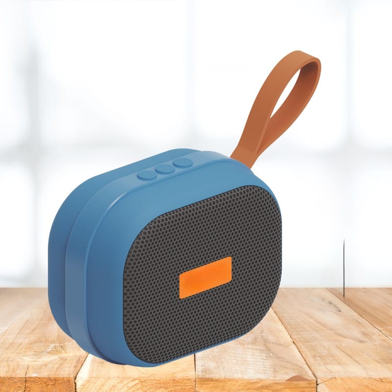 Stylish Portable Bluetooth Speaker with Carry Strap - Compact Design, Big Sound Color - Blue