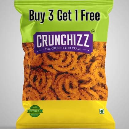 CRUNCHIZZ Snacks - Get 4 at the Price of 3 - 1 Pack FREE Offers I Authentic Kerala CHAKLI/MURUKKU I Traditional South Indian Recipe I No Artificial Additives I Crispy & Crunchy I 4 PACK COMBO I 150 Grams Each I