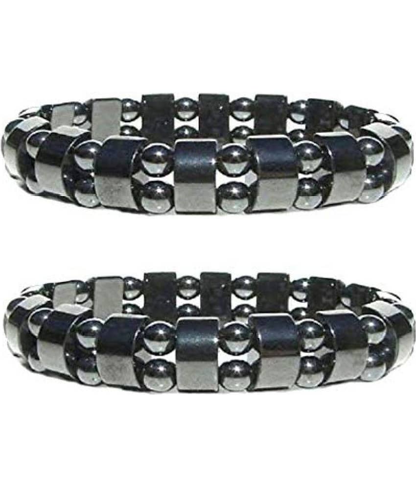 RUDRA DIVINE Powerful Magnetic Bracelet for Blood Pressure control | Pain Relief | Effective Multi Magnet Hematite Bracelet Black Combo Pack of 1