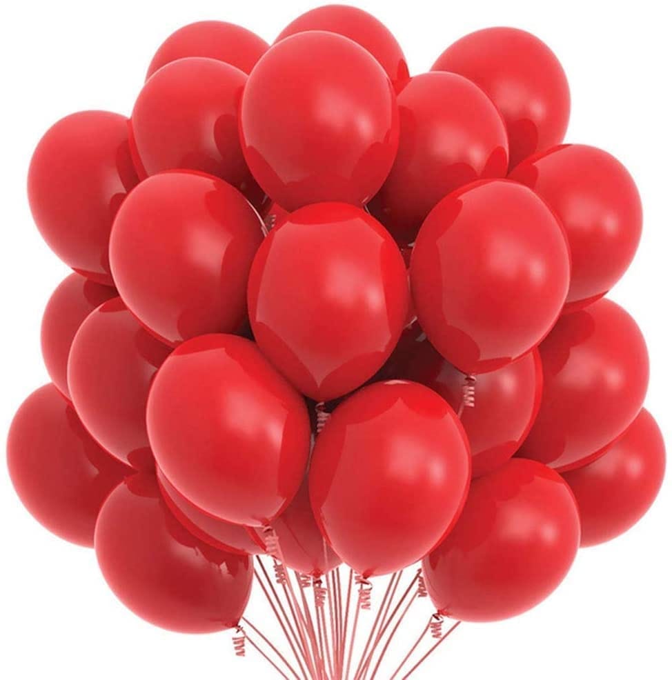 Red Latex/Rubber Balloons - Helium Quality - 12 inches - 10PC