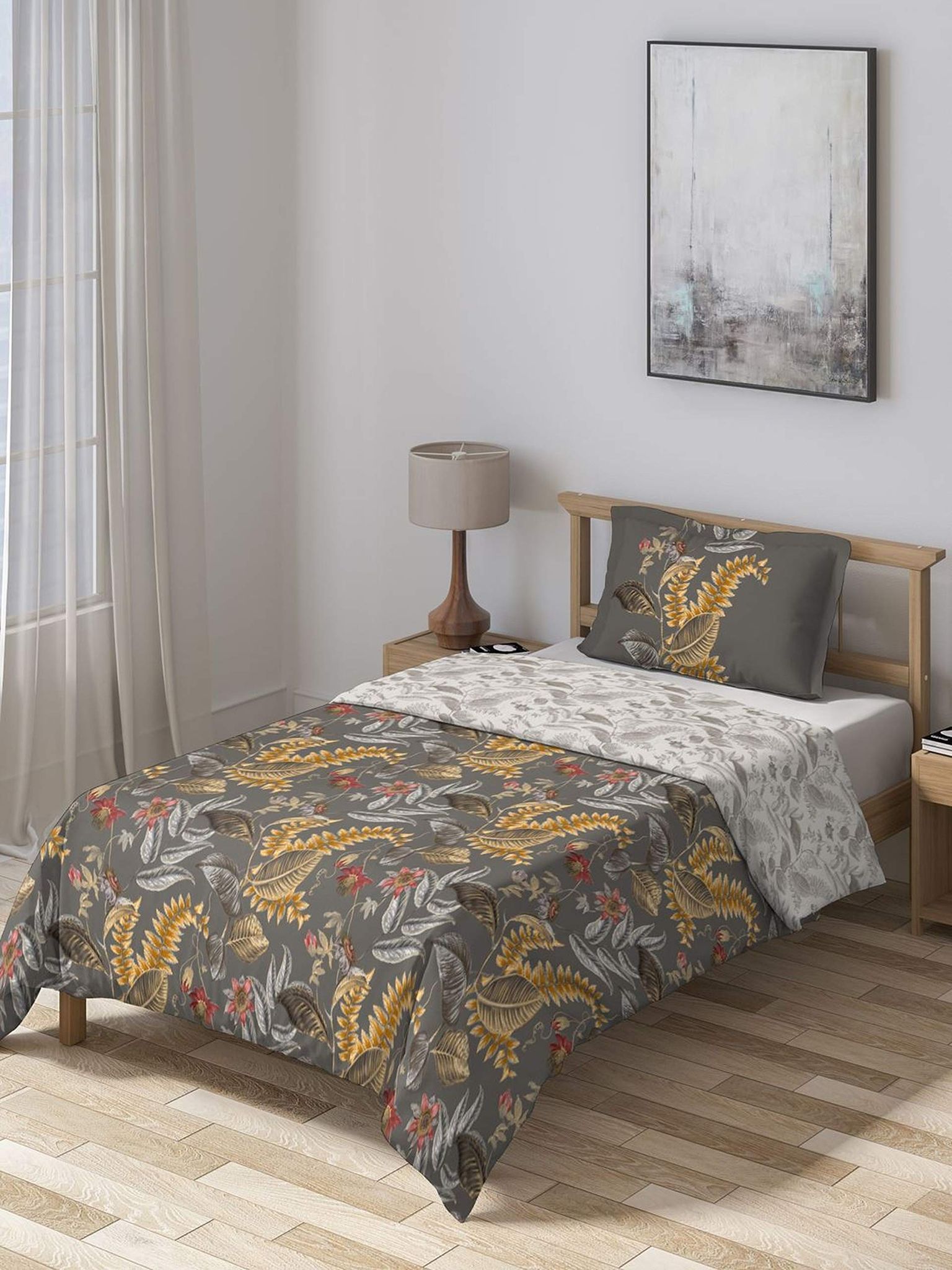 DDECOR - Cherish Collection 100% Cotton Floral Pattern 150TC Single Quilt|152 CM X 229 CM|