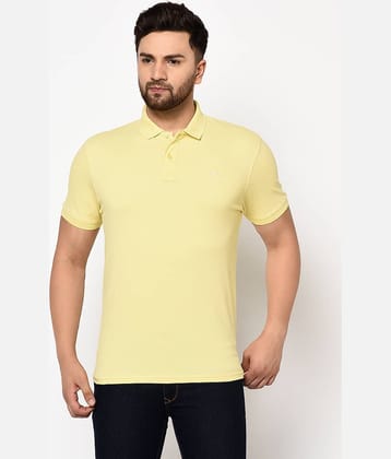 98 Degree North Pack of 1 Cotton Blend Slim Fit Solid Half Sleeves Men's Polo T Shirt ( Yellow )