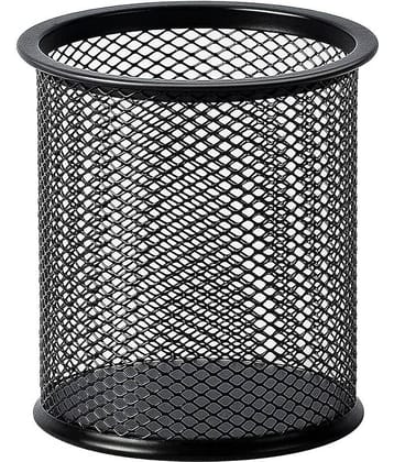 ECLET Black Pen Holder Cup for Desk, Black Wire Mesh Pencil Cup Holder for Desk Office Pen Organizer_B