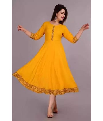 SIPET - Yellow Rayon Women's Flared Kurti ( Pack of 1 )