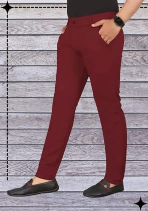 Mens Lycra Stretch Casual Pants Slim Fit Comfortable Trousers