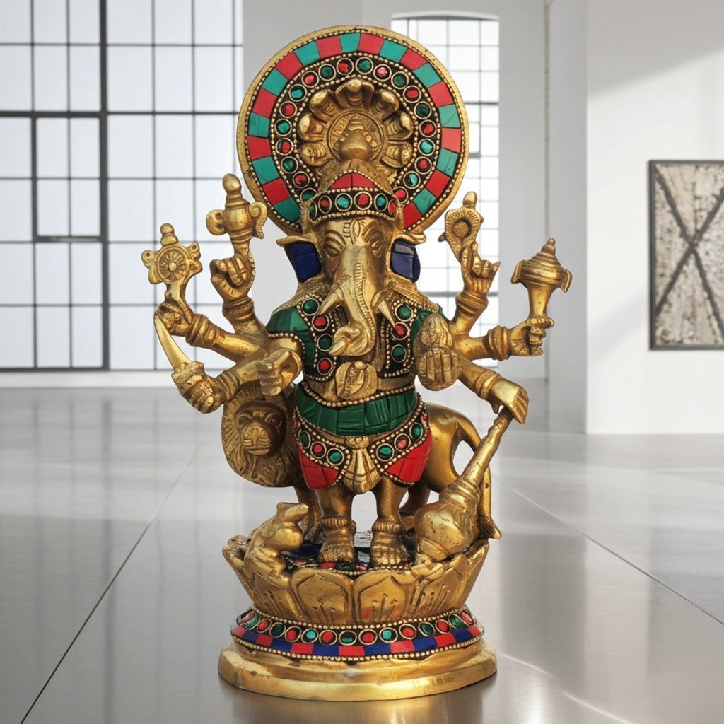 Brass Showpiece Drishti Ganesh Stone Statue (BSMAS878 B)