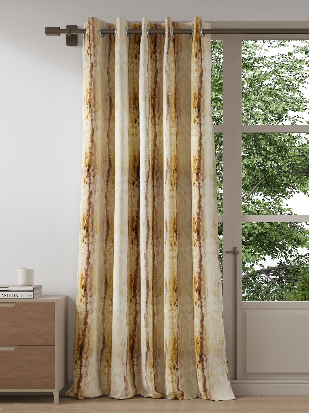 DDECOR - 100% PolyesterAbstract PatternLarge Door 9 Ft|135 CM X 270 CM| - Golden