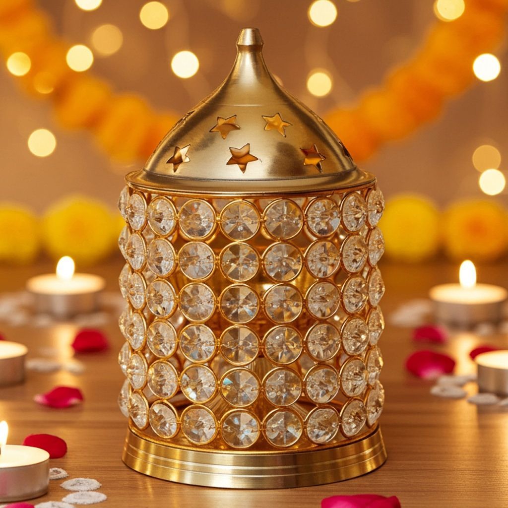 Brass Table Decor Oil Lamp Deep Jyoti No. 4  - Large Brass Deepak for Aarti Lighting, Height : 9 Inch (FMAS320 D)