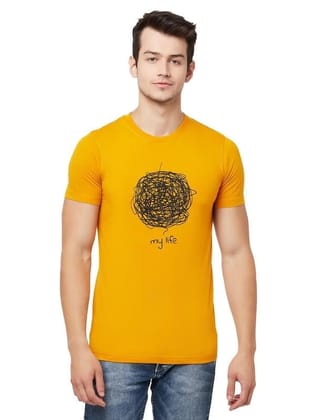 Men's Casual Printed Cotton Blend Round Neck T-Shirt (Yellow, 2XL)-PID47809 Men's Casual Printed Cotton Blend Round Neck T-Shirt (Yellow, 2XL)-PID47809