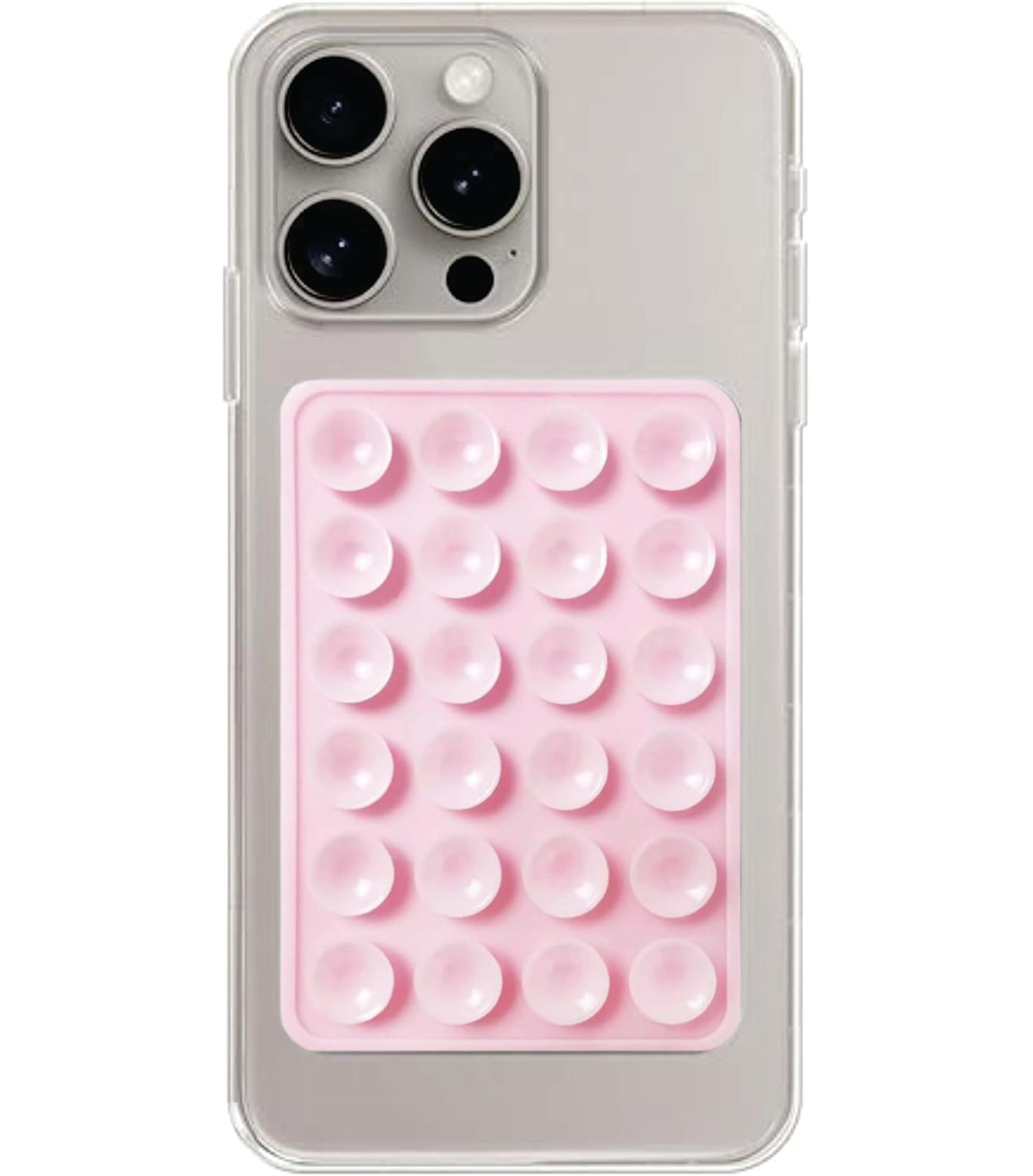 VRONZO Suction Phone Case Anti-Slip Silicone Back Cover, Multipurpose Hands-Free Sticky Pads for Phone Adhesive Mount for Selfies Videos Mirror (Pack of 1) (Light Pink) Light Pink