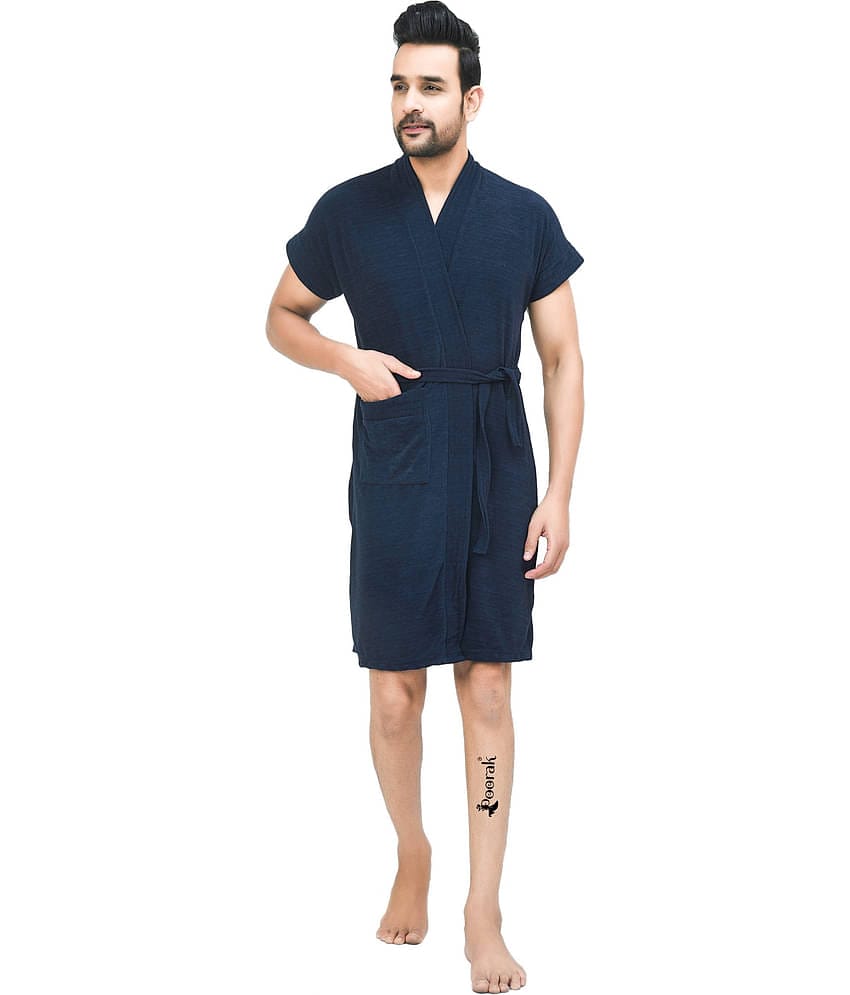 Poorak Blue Free Size Bathrobe ( Pack of 1 )