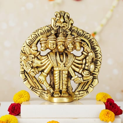 Brass Panchmukhi Hanuman Ji Decorative God Idol - Home Temple, Height : 4 Inch (BSMAS1758 B)
