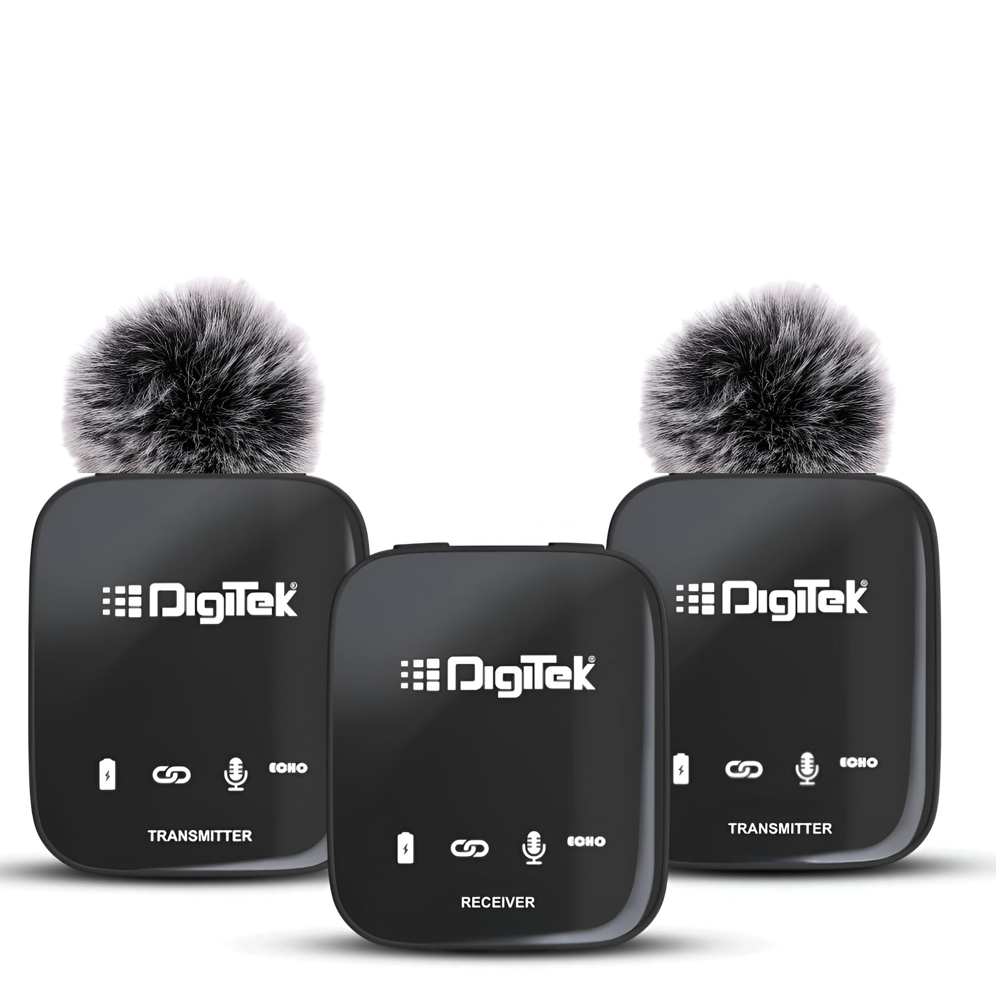 Digitek (DWM 101) Wireless Microphone System with ANC Noise Reduction, 360 Sound Capture, 100M Range, Upto 12 Hrs Working Time, for DSLR Camera, Android & iOS Smartphones, Seamless Audio Recording