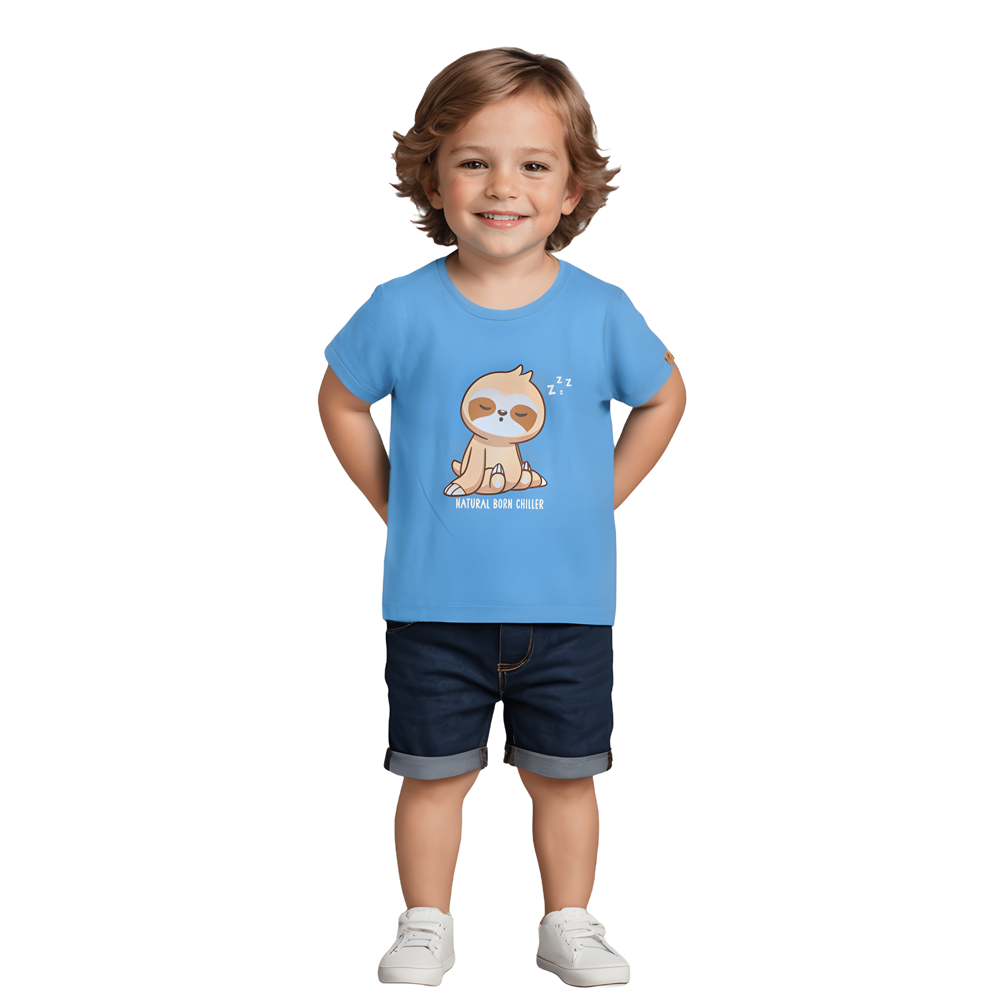 Boys T shirt Cotton All Aboard Blue Born Chiller