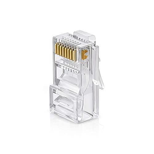 RJ45 Cat6 Pass Through Ethernet Connectors ,Compatible with Cat5, Cat5e, and Cat6 Cables, 8P8C Crimp Plugs for LAN and UTP Network (Pack of50)
