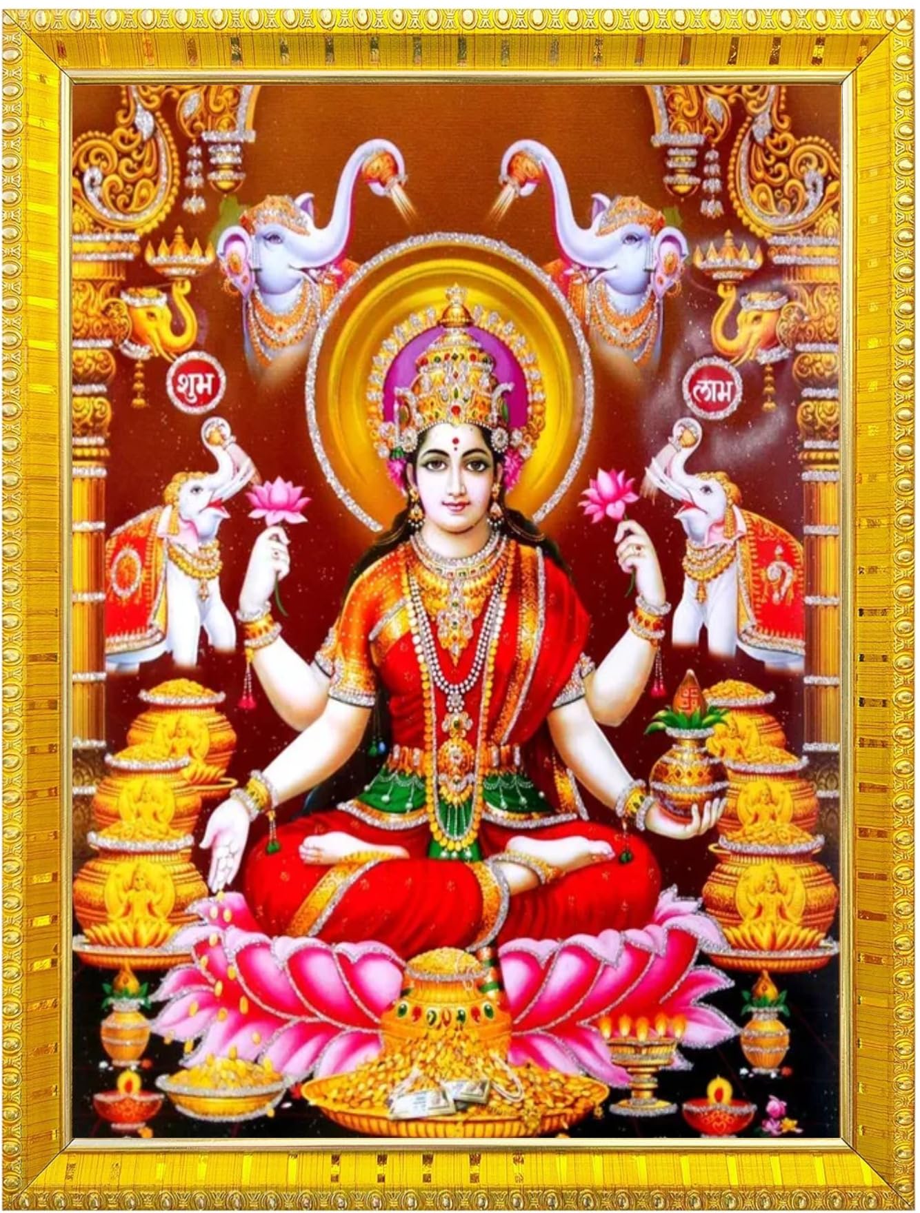 NOKKES Laxmi Devi Maa Mata Photo Frames Religious Photo frame 5X7 Inch Photo Frame_W50