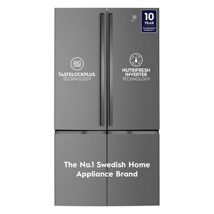 Electrolux 541L Inverter French Door 4 Door Side by Side Frost Free Refrigerator, Bottom Freezer, TasteLockPlus Technology, FlexStor, UltimateTaste 700, EQE6000A-B, Matte Dark Grey Stainless Steel Electrolux 541L Inverter French Door 4 Door Side by Side 