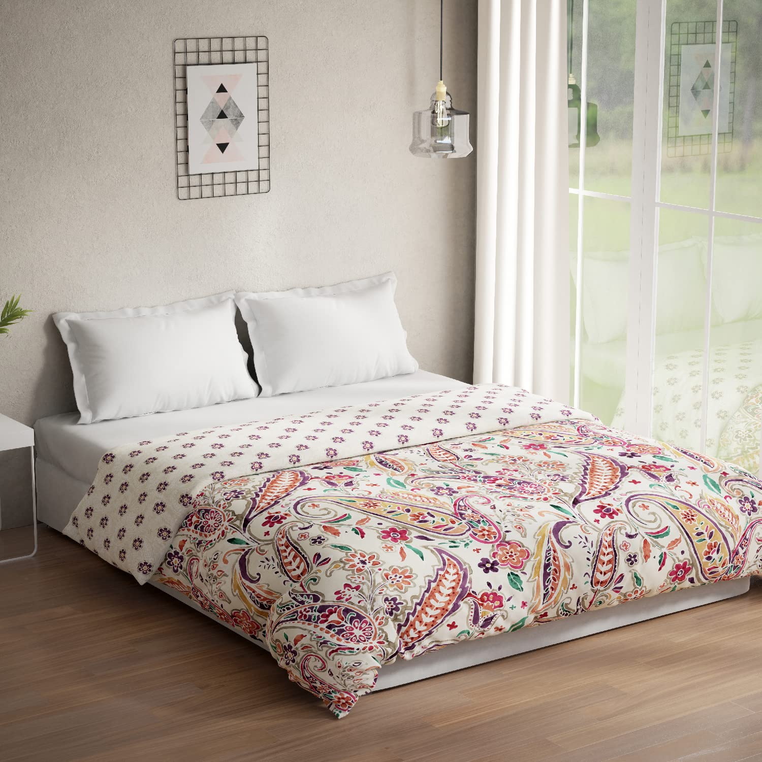 DDECOR - Optima Collection 100% Cotton Ethnic Pattern 136TC King Quilt |229 CM X 274 CM| - Multi