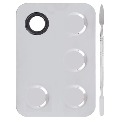 Elecsera Stainless Steel 5 Holes Makeup Palette Nail Art Polish Mixing Plate Cosmetic ()