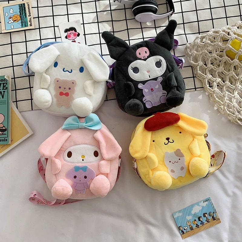 Custom Cute Bags Kuromi Women Plush Handbag Stuffed Animal Toys Purses and Portable Cartoon Handbags Plush Toys Birthday Gifts