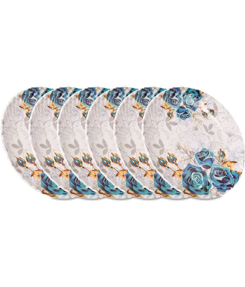 HomePro 6 Pieces Royal Rose Plates Blue Melamine Dinner Set ( Pack of 6 )