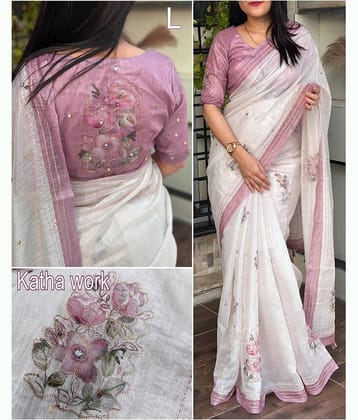 supalee Tex Linen Printed Regular Saree With Unstitched Blouse Piece ( Multicolor )