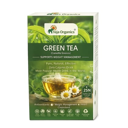 Green Tea Bags 25 Nos | Loaded with antioxidants  | Increase of metabolism & stimulates break down of fat cells | Reduces body fat | Reduces waist line || Aids weight loss |  Refreshing Daily Wellness Drink