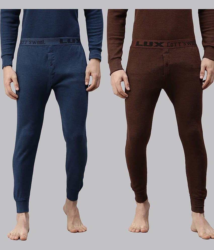 Lux Cottswool Pack of 2 Cotton Blend Thermal Bottoms For Men's ( Multicolor )