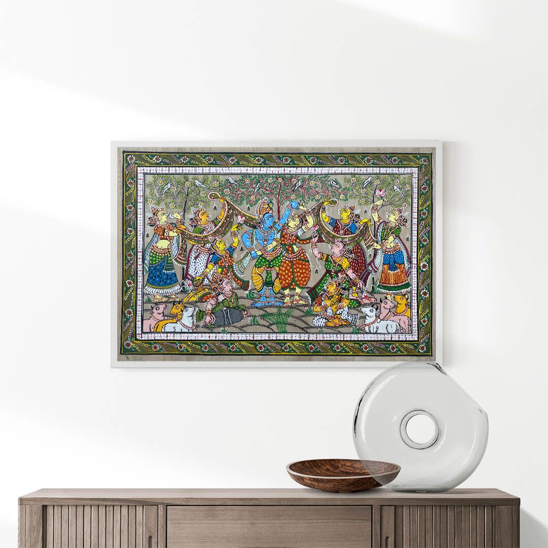 Krishna Rasleela Patta Tussar Painting