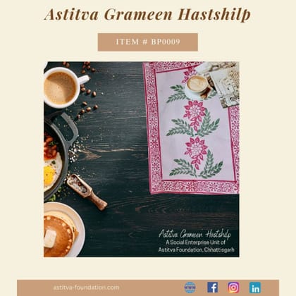 Hand Block–Printed Floral Cotton Placemats 