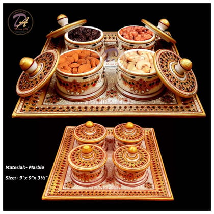 Marble Dry Fruit Box With Tray Marble Dry Fruit Box With Tray