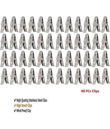 Fashion Bizz 48 Cloth Peg/ Drying Pins for Hanger/Rods/Ropes Stainless Steel Cloth Clips  (Steel Pack of 48)