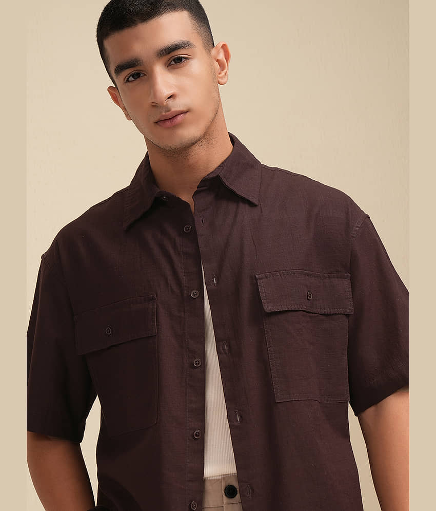 Highlander 100% Cotton Oversized Fit Solids Half Sleeves Men's Casual Shirt - Multicolor ( Pack of 1 )