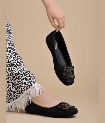 Stylestry Black Women's Casual Ballerinas